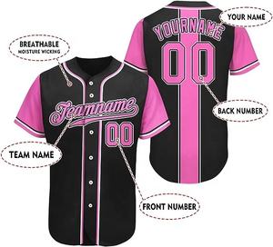 Maillot unisexe de baseball et de softball pour jeunes, uniformes à col en V personnalisés, vêtements de sport vierges respirants avec motif cousu - Product Image 2