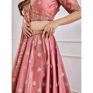 Pink <b>Sequins</b> Art Silk Designer Lehenga Choli Set with Dupatta - Product Image 1