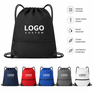 Custom Logo Drawstring <b>Backpack</b> Polyester Sports Gym Travel Bag Lightweight Waterproof Promotional Gift - Product Image 1