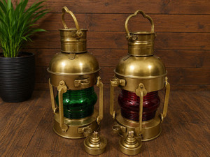 Lanterne Nautique en Laiton ARBAN INDUSTRIES, Lampe à Huile Vintage pour Bateau, Plaqué Or, Lumière Marine, Verre Rouge et Vert pour la Décoration de la Maison et de l'Hôtel - Product Image 4