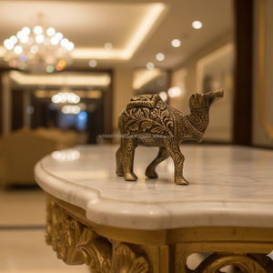 รูปปั้นอูฐอะลูมิเนียมทำมือ AG Elements Art Deco - ของขวัญวันเกิดและวันดิวาลี สัญลักษณ์แห่งความแข็งแกร่งและความเจริญรุ่งเรือง รูปปั้นตกแต่ง - Product Image 1