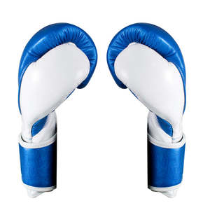 Gants de boxe professionnels RTS Cleto Reyes bleu/blanc en cuir véritable, fermeture auto-agrippante - Product Image 4