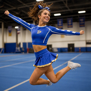 High-Stretch Long Sleeve Competition Cheer Uniform Breathable Athletic Cheerleading Outfit Custom Pleated <b>Skirt</b> Set - Product Image 4