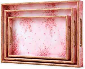 Plateaux de service modernes en MDF laqué, faits à la main, 3 pièces, multifonctionnels, compatibles lave-vaisselle, faciles à nettoyer, pour la maison et le jardin - Product Image 5