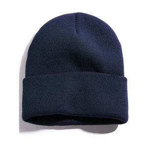 Bonnet unisexe noir en tricot pour l'hiver, 56-58 cm, décontracté, adulte, en acrylique, à revers, motif uni - Product Image 3