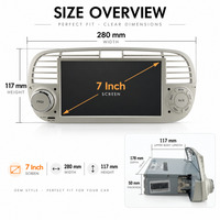 Système multimédia autoradio HNATUE Android 15 avec Carplay et lecteur DVD pour Fiat 500 Blanc RDS