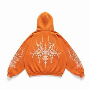 Custom <b>Black</b> Unisex Oversized Tribal Flame Graphic Pullover Hoodie Heavyweight Fleece <b>Sweatshirt</b> Blank Streetwear Hoodies - Product Image 6