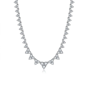 Luxury Moissanite Triangle Link <b>Necklace</b> 925 Silver Rhodium Plated <b>Delicate</b> Statement Chain Jewelry Gift for Women - Product Image 5