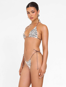Große Größen Zweiteiliger Bikini Thong mit Uni-Muster Strandmode Damen Sexy Bademode Individuelles Design Triangle-Bikini-Set - Product Image 3