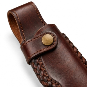 Étui à couteau en cuir véritable, doux et protecteur, style classique, adapté au rangement, aux voyages et à la collection. - Product Image 3