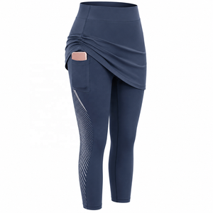 Women's High Waist Asymmetric Yoga <b>Leggings</b> with Side <b>Pockets</b> Calf Length Quick Dry Seamless Stretch Activewear Pants - Product Image 4