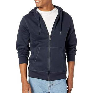 Sudadera con capucha personalizada con logotipo, elegante, extragrande, con cremallera completa, 100% algodón, bordada, para hombre - Product Image 1
