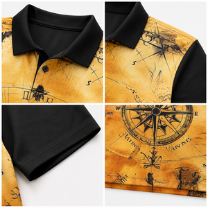 Camiseta Polo Deportiva de Secado Rápido Personalizada para Hombre, Sublimación, Estampado de Mapa con Brújula Vintage, Transpirable, para Golf, Casual - Product Image 3