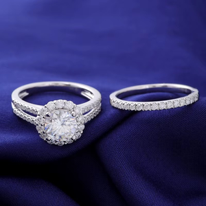 <b>925</b> Sterling <b>Silver</b> 14K Gold Moissanite Women's <b>Ring</b> Gold Engagement and Wedding <b>Ring</b> Set Certificate For Men And Women - Product Image 2