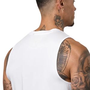 <b>Mens</b> <b>White</b> Sleeveless Athletic Gym Tank Top Knitted Sporty 100% Cotton Quick Dry Workout Sportswear Activewear - Product Image 3