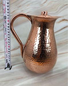 Ensemble de carafes en cuivre pour une utilisation haut de gamme à la maison, ensemble de service d'eau en métal avec verres, durable, réutilisable, vaisselle pour la salle à manger. - Product Image 4