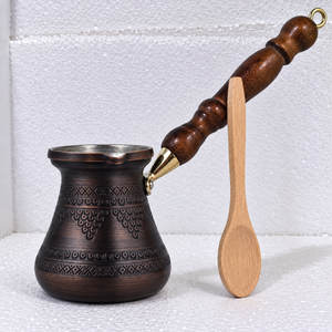 Handcrafted Black Copper Turkish Coffee Pot Cezve Ibrik Wooden Handle <b>Arabic</b> Greek Espresso Coffee Maker Milk Warmer Giftware - Product Image 2
