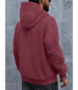 Nouvel Arrivage – Sweat à Capuche Homme Personnalisable Grande Taille, 100% Coton Doublé, Manches Longues, Col Asymétrique, Couleur Unie, Confortable - Product Image 4