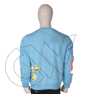 High Quality <b>Women's</b> Light Blue Crew Neck Cotton <b>Fleece</b> Sweatshirt Front Printed Breathable Quick Dry Full Sleeve Regular Fit - Product Image 3
