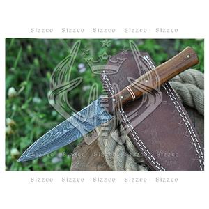 Couteau utilitaire à lame fixe en acier damas personnalisable Sizzco fait à la main OEM avec manche en bois de rose pour la chasse et le camping - Product Image 3