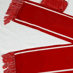 ชุดผ้าพันคอและหมวกไหมพรมอะคริลิคยาวลายแจ็คการ์ดสีแดงและสีขาว Delta Sigma Theta DST |   ชุดของขวัญความอบอุ่นในฤดูหนาวสำหรับชมรมนักศึกษาแบบกำหนดเอง - Product Image 2