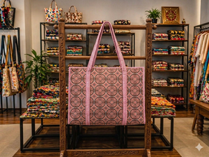 Sac fourre-tout en coton de style bohème Le Souvenirs, imprimé en couleur, léger, durable, avec poches intérieures, fermeture éclair et lavable - Product Image 3