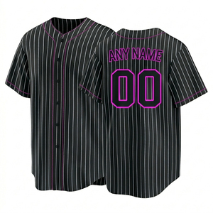 Camiseta de béisbol personalizada con rayas blancas para hombre, manga corta, con botones en la parte delantera, ropa deportiva que absorbe la humedad, cualquier nombre, número 00 - Product Image 3