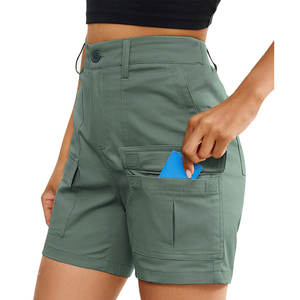 Shorts cargo taille haute pour femmes, 100% coton, respirant, séchage rapide, design élégant et professionnel, randonnée, voyage - Product Image 3