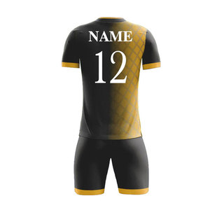 Ensemble de maillots de football noir et or de qualité supérieure, uniforme d'équipe de football personnalisé, kit sportif respirant avec sublimation et short - Product Image 5
