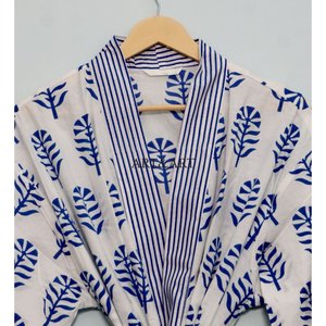 Kimono de Algodón Indio al Por Mayor a Bajo Precio, Fabricante de Kimonos de Algodón con Estampado a Mano, Kimono Largo de Diseñador para Mujer - Product Image 4