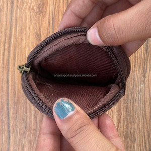 กระเป๋าหนังใส่เหรียญทำจากหนังขนสัตว์แท้ทรงกลมมีช่องใส่บัตรเครดิตกระเป๋าสตางค์ทรงกลมขนาดเล็กน่ารักทันสมัยแบบตะวันตก - Product Image 5