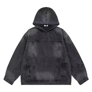 Sweat-shirts à capuche en gros pour hommes, coupe oversize, en molleton bouclette, à épaules tombantes, OEM - Product Image 2