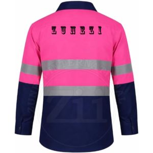 Chemise de sécurité réfléchissante à manches longues pour homme Zi, rose marine, coupe régulière, pour usage en usine et atelier, résistante aux flammes, haute visibilité, niveau FR - Product Image 4