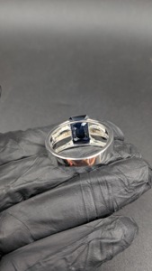 Anillo de Zafiro Azul Corte Esmeralda, Anillo de Compromiso de Plata para Hombre, Anillo de Boda de Lujo, Regalo para Hombre, Anillo de Diamantes Hip Hop de Plata 925 - Product Image 4