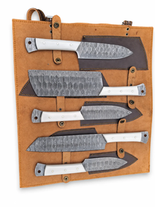Juego de Cuchillos LEGACY BLADES de Acero de Damasco Hechos a Mano, 5 Piezas, Mango de Resina, Hoja Recta Pulida, Cuchillos de Chef Ambidiestros - Product Image 1