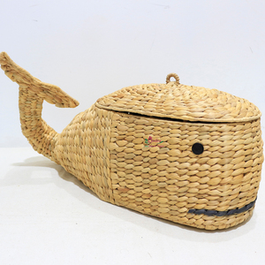 Eco-Friendly Water Hyacinth Cute Animal Shaped Multifunction <b>Storage</b> <b>Basket</b> with Lid for <b>Toy</b> <b>Storage</b> - Product Image 4