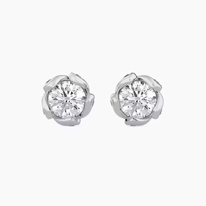 High Demand 18K Full Silver Diamond Stud <b>Earrings</b> Delicate Everyday Sparkle Brilliant Round Cut Certified Birthday Gift - Product Image 1