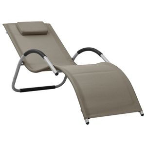 Chaise longue en textilène taupe et gris Produit élégant et confortable - Product Image 1