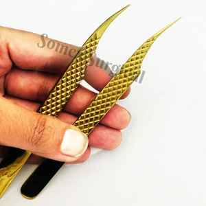 Pinzas SOMEX SURGICAL de Acero Inoxidable Antiestáticas de Precisión para Extensión de Pestañas (12cm) - Product Image 1