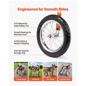 Silla de Ruedas Manual para Mascotas Grandes, Ligera, de 2 Ruedas, con Ruedas Amortiguadoras, Ancho y Longitud Ajustables, para Perros Lesionados o Discapacitados - Product Image 6