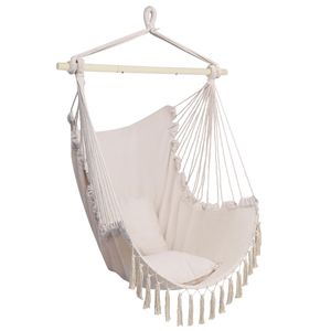 Sedia Sospesa Beige con Cuscino e Nappe, Comoda per Esterni e Interni - Product Image 5