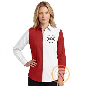 Chemise boutonnée DELTA pour femme, blanche, unie, décontractée, écologique, 100% coton respirant, 340g, col rabattu, manches raglan - Product Image 1