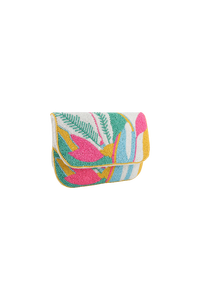 Bolso de mano con cuentas para mujer, diseño floral tropical, estilo bohemio, bolso cruzado de verano con correa de cadena - Product Image 2