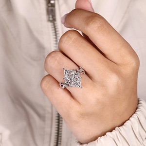 Bague de fiançailles de luxe en diamant de laboratoire Marquise néerlandaise de 5 carats, certifiée IGI, design inspiré de la nature, feuilles et branches, or massif 14K - Product Image 6