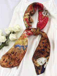 Elegante Pañuelo de Seda Estampado para Mujer, Pañuelo Cuadrado para la Cabeza, Envoltura para el Cabello, Pañuelo para el Cuello, Sensación Suave de Satén, Diseño de Moda para Damas - Product Image 6