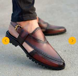 Sandalias de Hombre de Cuero Genuino Marrón con Tiras Cruzadas y Punta Abierta, con Hebilla, Suela de Goma, Moda de Verano - Product Image 2