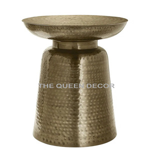 Vintage Style Iron Metal and Wood Top Unique Tower Shape <b>Black</b> Finished <b>Side</b> & End <b>Table</b> Luxury Furniture Accent - Product Image 2