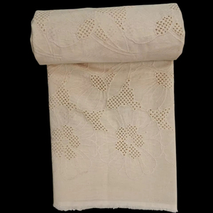 Tissu en coton blanc de qualité supérieure avec broderie florale Schiffli sur toute la surface - Matériau ajouré complexe pour robes - Vente chaude - Product Image 1