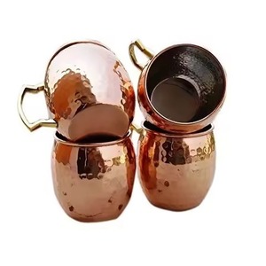Taza Moscow Mule de Cobre Puro 100% de Pared Simple, 16 Onzas, Taza de Cobre Sólido con Acabado Cepillado, Diseño de Borde Redondeado, Estilo Clásico - Product Image 1