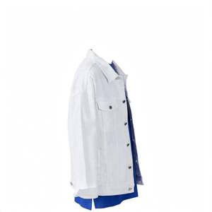 <b>Mens</b> White Denim <b>Trucker</b> <b>Jacket</b> Button Up Jean <b>Jacket</b> with Flap Chest Pockets Long Sleeve Casual Denim <b>Jacket</b> <b>Men's</b> Denim Jeans - Product Image 5